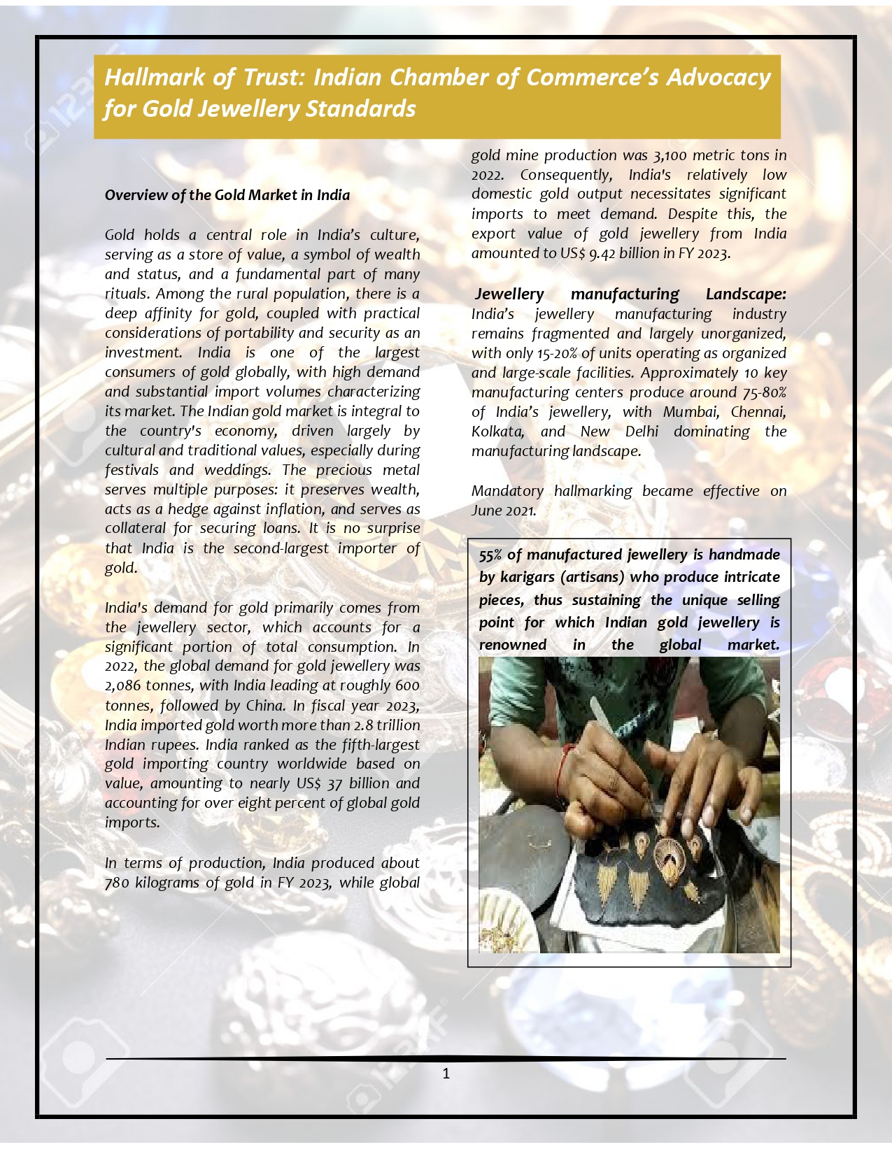 Publication HALLMARK OF TRUST: INDIAN CHAMBER OF COMMERCE’S ADVOCACY FOR GOLD JEWELLERY STANDARDS